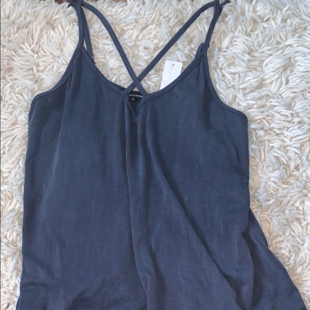 blue criss cross tank top